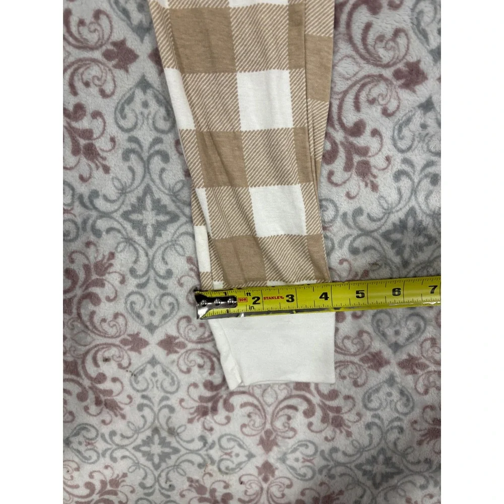 Old Navy Unisex Kids XL 12 Pajama Pants Tan White Buffalo Plaid Cotton Leggings